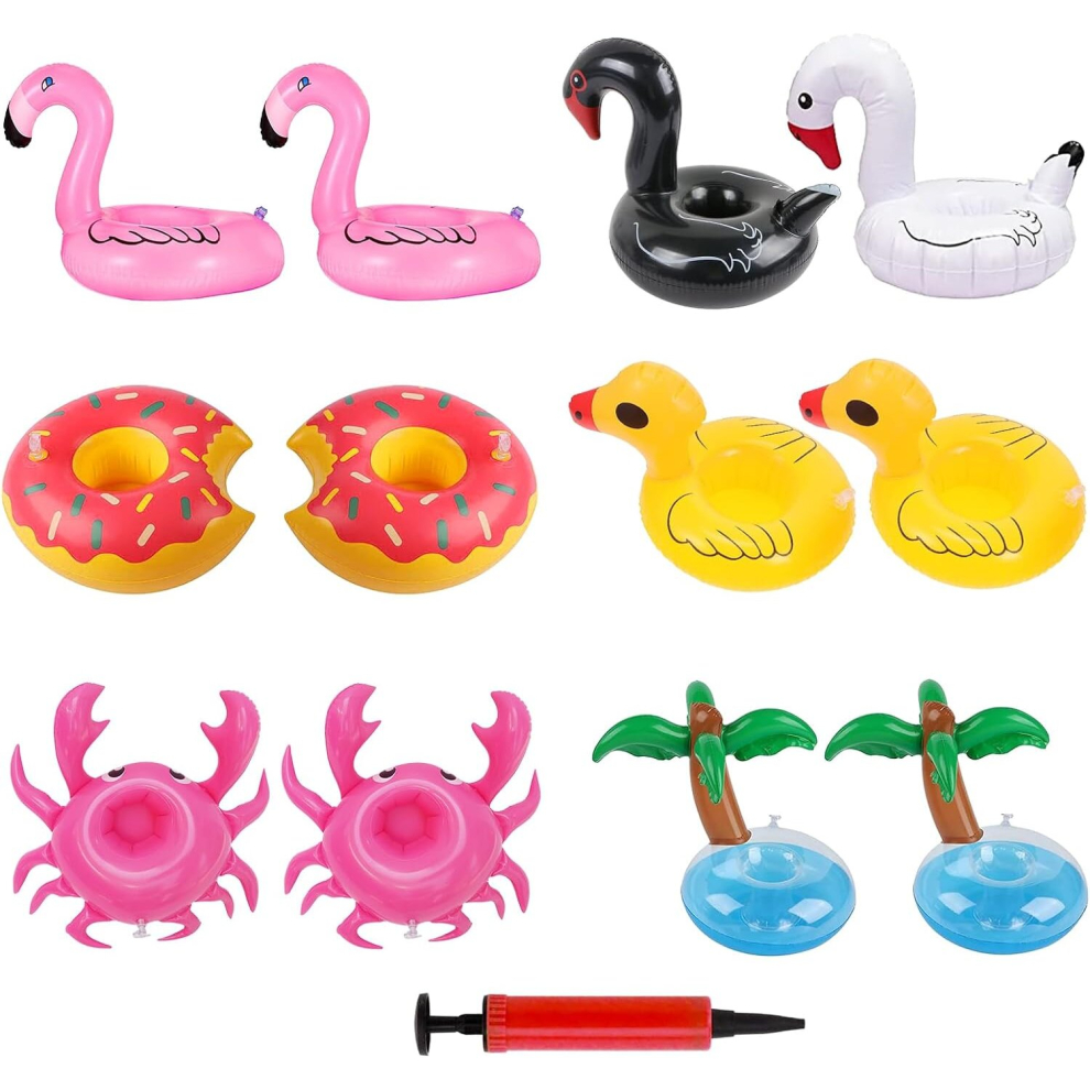 12 Pack Inflatable Drink Holder, Floating Drink Holder for Pool, Inflatable Flamingo Cup Coasters for Swimming Pool Party