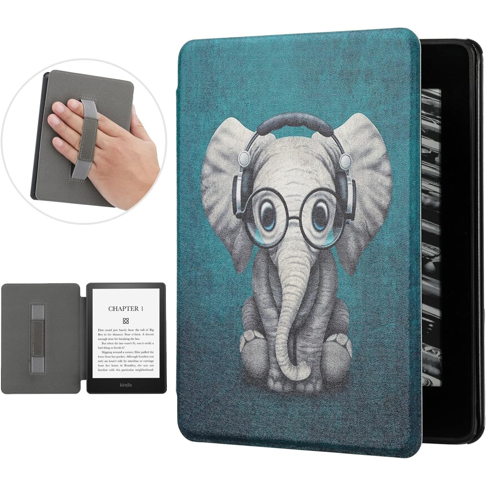 Case for Kindle Paperwhite 11th Generation E-Reader (6.8", 2021), with Palm Rest and Auto Sleep/Wake Function, Elephant