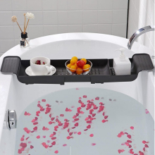 Expandable bathroom shelf tray, multifunctional plastic bath tray, simple and stylish bath storage shelf (grey - 1pcs).