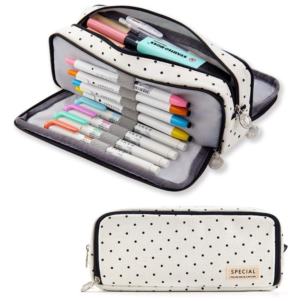Photos - Pen TIANFU Large Pencil Case Big Capacity 3 Compartments Canvas Pencil Pouch for Teen Boys Girls School Students 