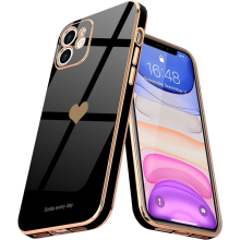 Compatible with iPhone 11 Cute Love-Heart Luxury Bling Plating Soft Back Cover Raised Full Camera Protection Bumper Silicone Shockproof Phone Case