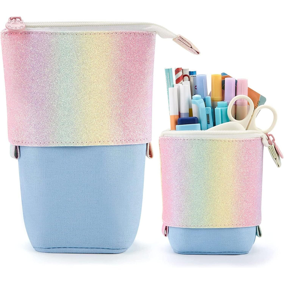 Photos - Other Furniture TIANFU Telescopic Pencil Bag Pen Holder Stationery Case,PU Corduroy Stand-up Retractable Transformer Bag Organizer,Great for Christ 