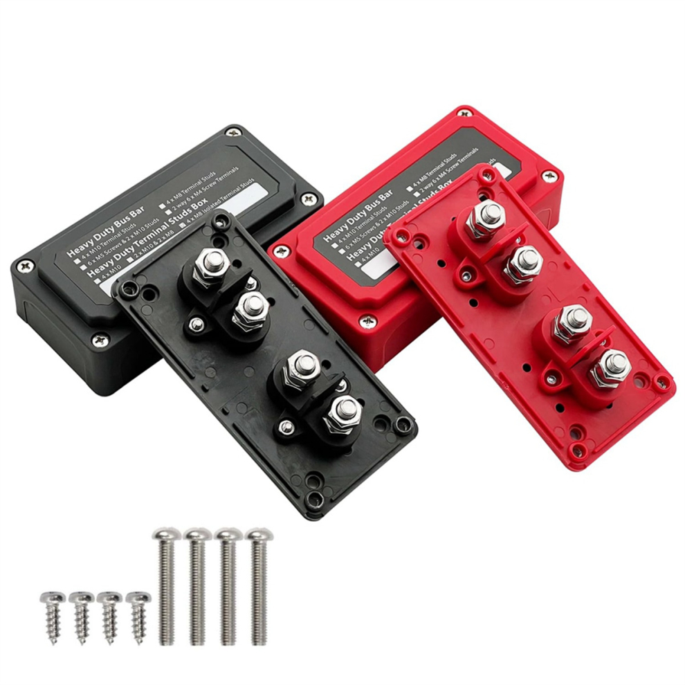 300A Bus Bar Power Distribution Block Heavy Duty Module Design 12-48V DC Busbar Box with 4 x M8(5/16Inch) Terminal Studs