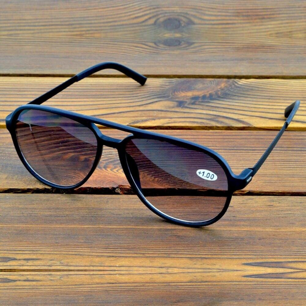 Lenses Oversized Double Bridge Style Spectacles See Near N Far Progressive Multi-focus Reading Sunglasses +0.75 To +4
