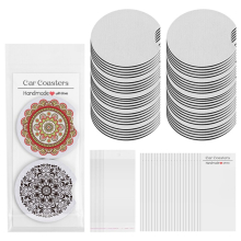 200 Pcs Sublimation Car Coasters Blanks and 100Pcs Car Coaster Packaging for Selling, 2.75in Car Coasters Sublimation Blanks and Car Coaster Packaging