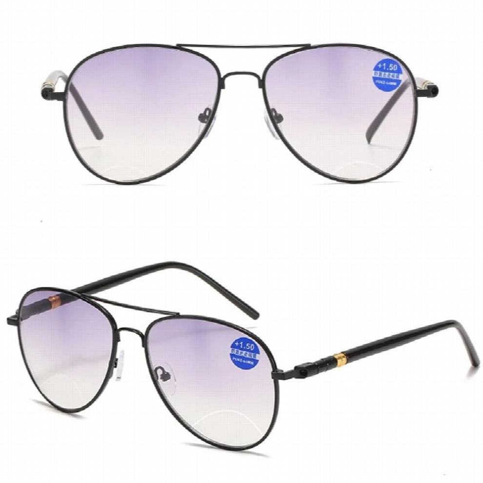 Multicoloured Gradient Lens Sun Progressive Bifocal Reading Glasses Anti Light Far Near Magnification Multifocal Presbyopic Glasses 1.5