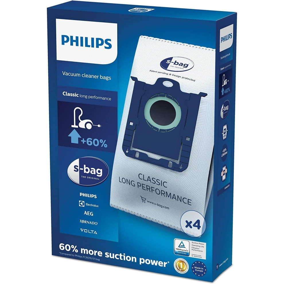 Philips FC8021/03 S-Bag Classic Vacuum Cleaner Bags - Pack of 4