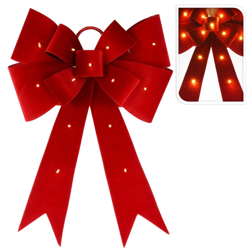 LED Christmas Bow Large Tree Top Topper Light Up Xmas Hanging 60cm on OnBuy