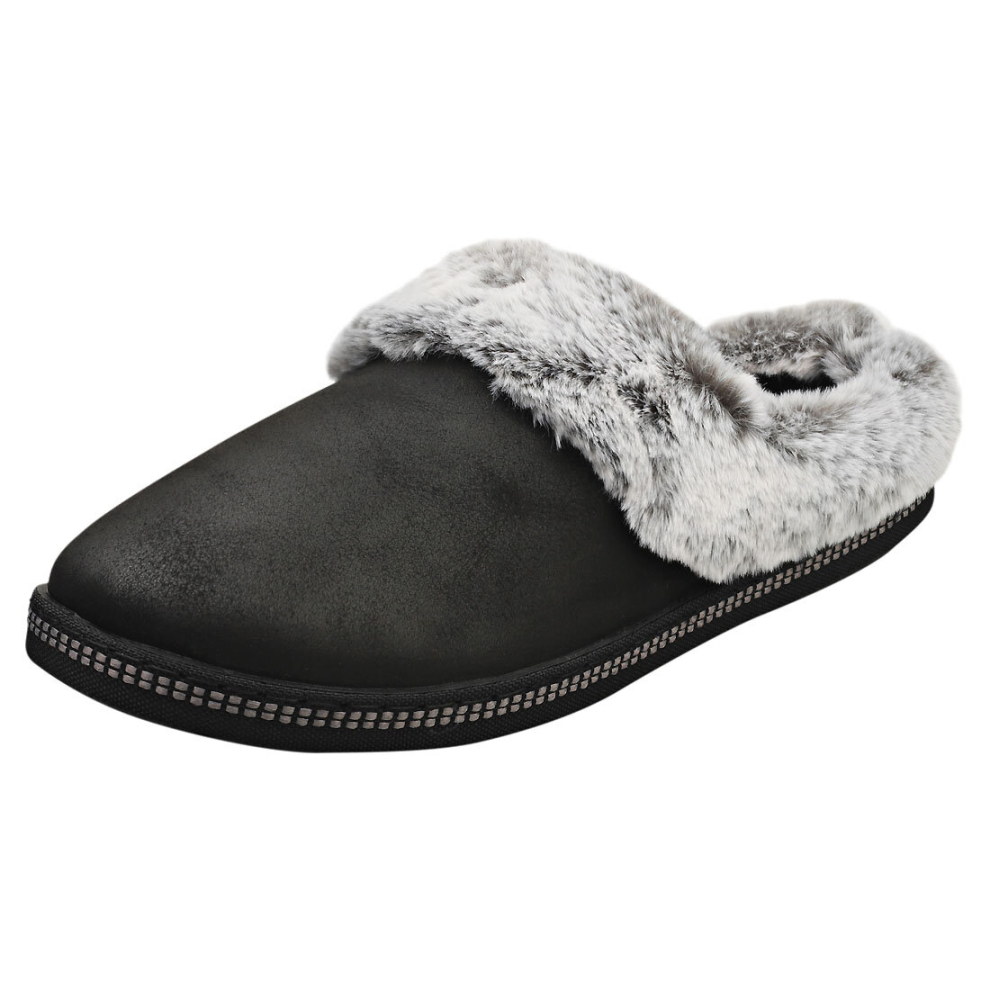 (4) Skechers Cozy Campfire Vegan Womens Slippers Shoes in Black
