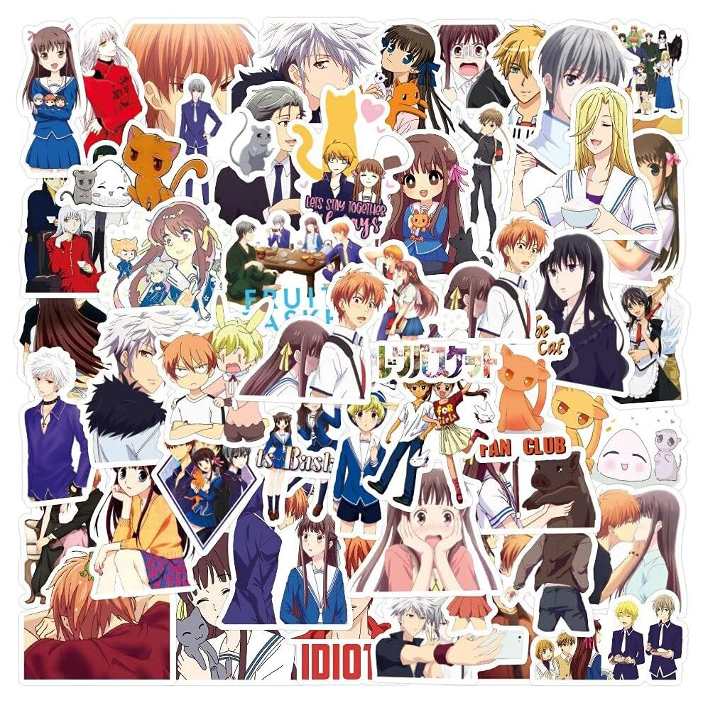 50Pcs Cartoon Fruits Anime Basket Anime Stickers forLuggage Helmet Case Trolley Guitar Graffiti Vinyl Sticker Decal Bottle Laptop Skateboard Sticker