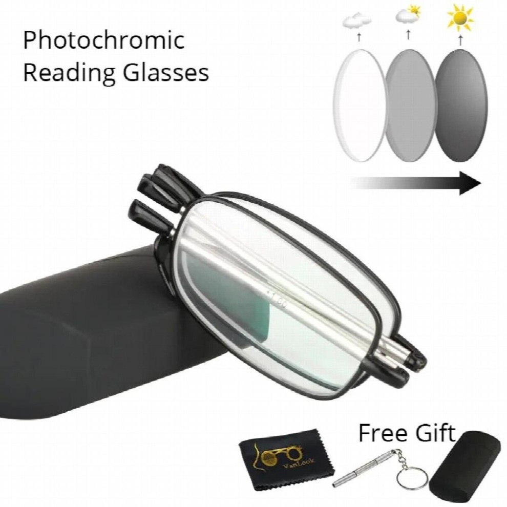 Photochromic Folding Reading Glasses Anti UV Glare Sunglasses for Sight Antenna Foldable Unisex Sensor Sun-changing