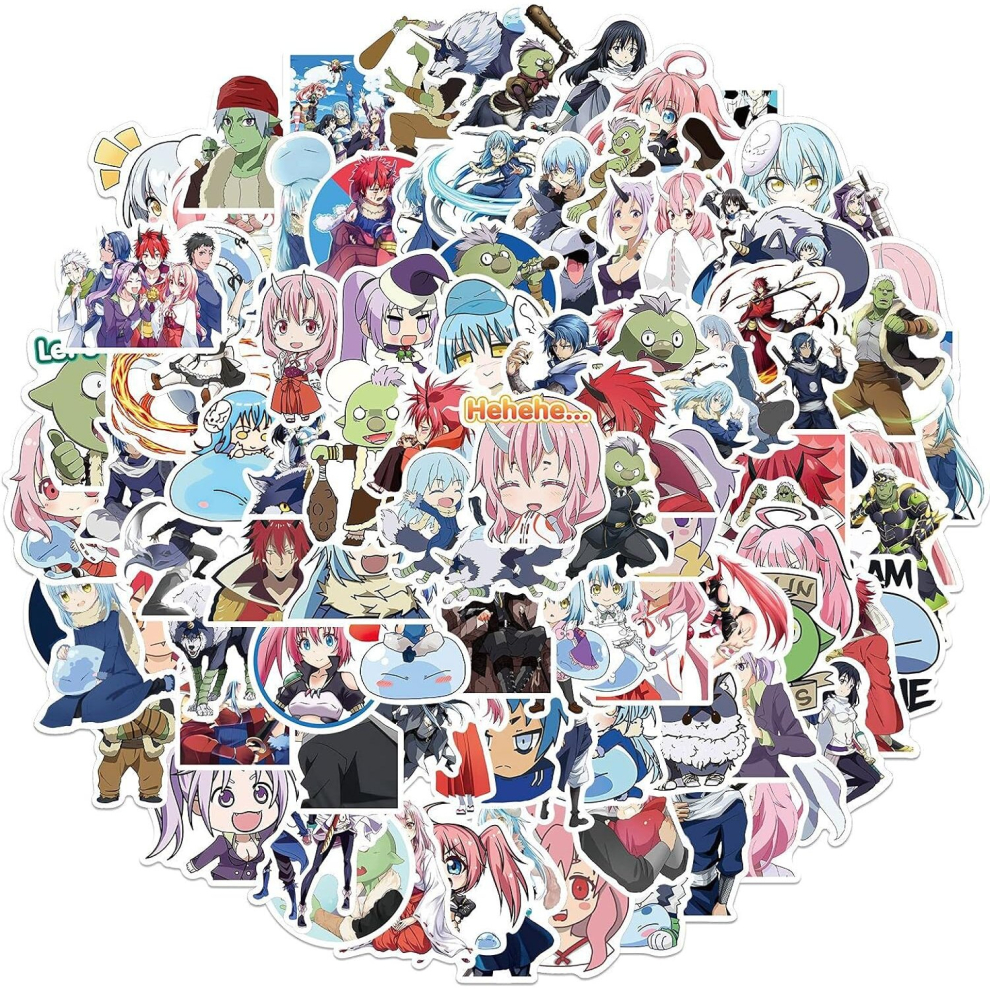 Tianci 100Pcs That Time I Got Reincarnated As A Slime Stickers,Anime Vinyl Stickers For Car Water Bottle Skateboard Luggage Computer Bumper Graffiti Decals