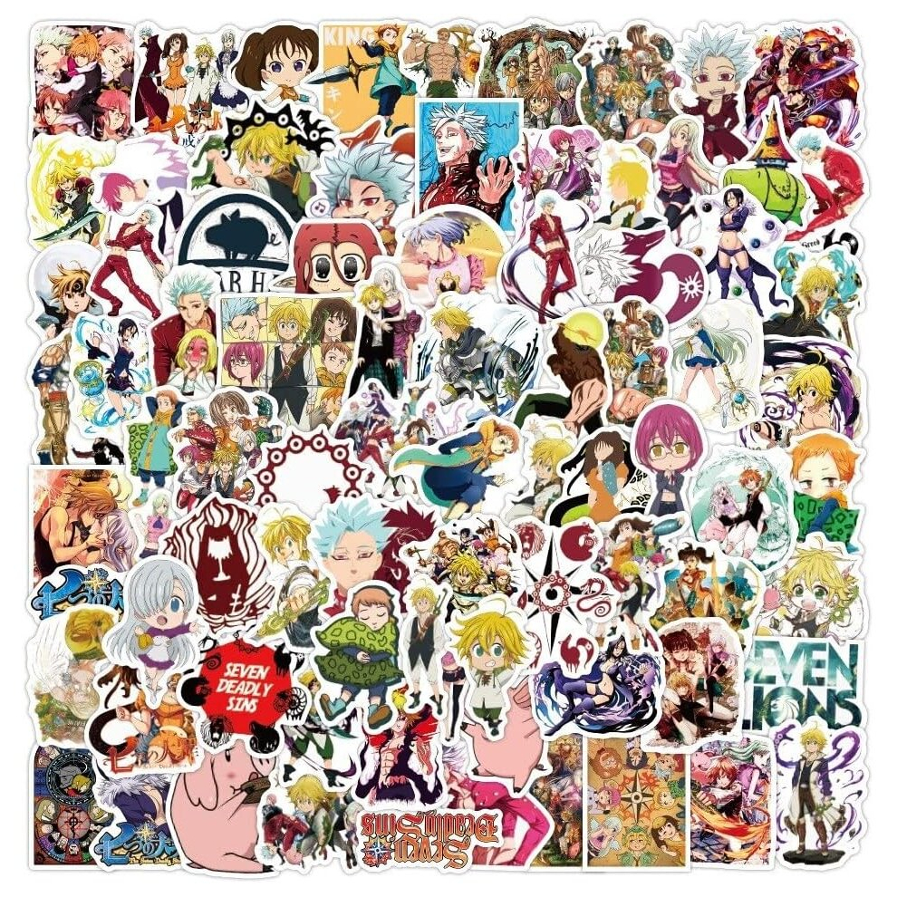 100Pcs Anime Sticker The 7 Deadly Sins Graffiti Waterproof Suitcase Scooter Water Cup Sticker Toy Vinyl and Decal Bottle Laptop Skateboard Sticker