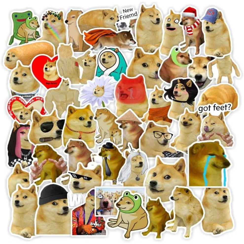 50pcs Funny Stickers,Dog Meme Decals Vinyl Waterproof for Adults Teens Laptop Water Bottle DIY Decorative Skateboard Guitar Car Decal Bumper Phone