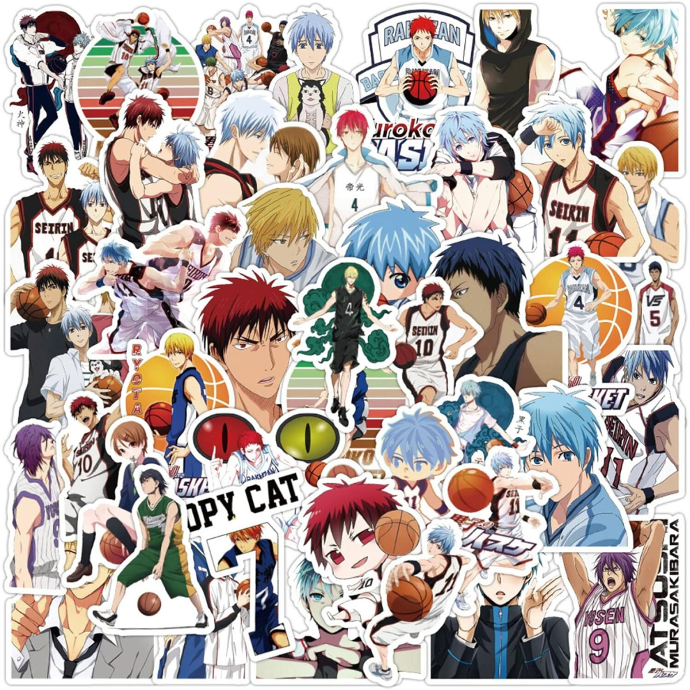 Tianci 50Pcs Japanese Anime Kuroko's Basketball Stickers Waterproof Vinyl Kawaii Stickers For Kids Teens Adult Skateboard Computer Laptop Guitar