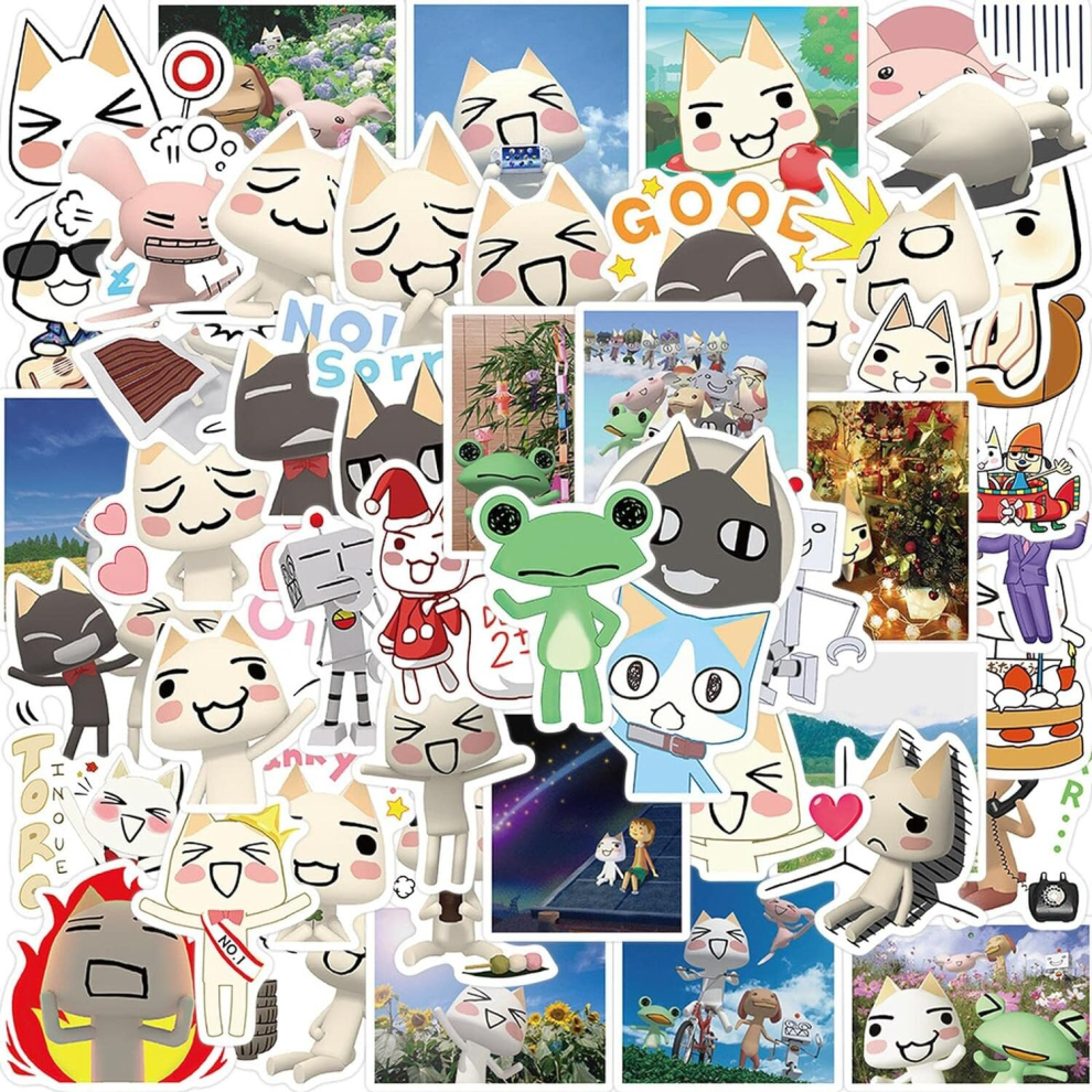 Tianci 50Pcs Inoue Toro Cute Stickers Kawaii Cat Characters Vinyl Graffiti Decals For Laptop Water Bottles Phone Skateboard Bike Luggage Helmet Motorcycle