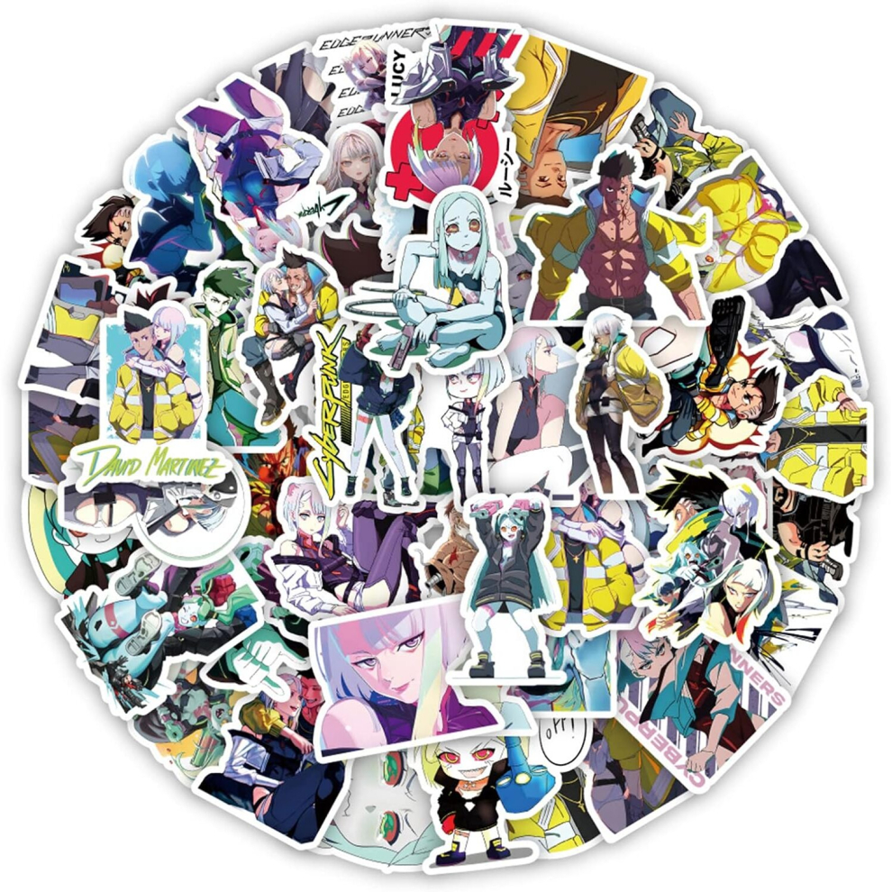 Tianci 50Pcs Japanese Anime Cyberpunk: Edgerunners Stickers Waterproof Vinyl Kawaii Stickers For Kids Teens Adult Skateboard Computer Laptop Guitar
