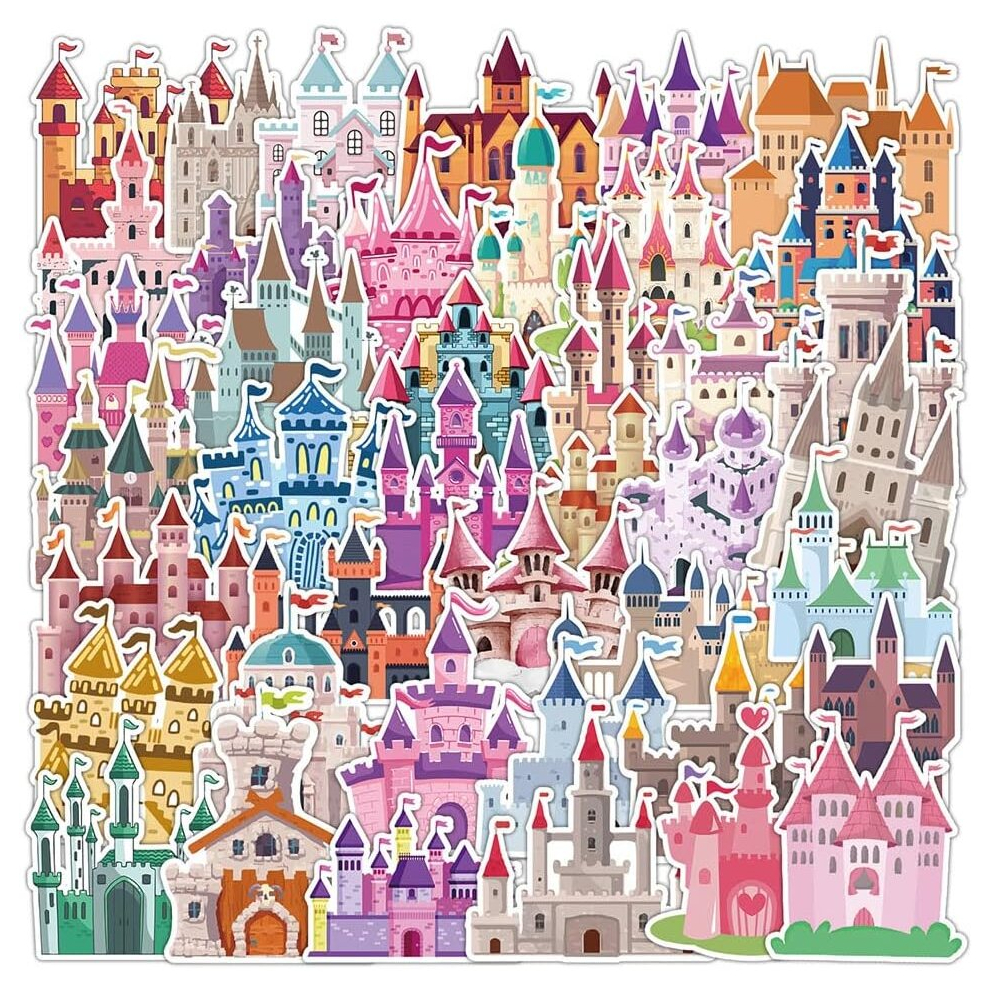 Princess Castle Stickers 40Pcs Palace Waterproof Vinyl Decals for Water Bottles Laptop Luggage Cup Computer Mobile Phone Skateboard