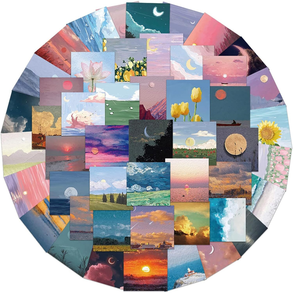 Tianci 50Pcs Landscape Stickers For Teensjournal Laptop,Cute Aesthetic Vinyl Waterproof Decals For Water Bottle Scrapbook Luggage Computer Skateboard Phone