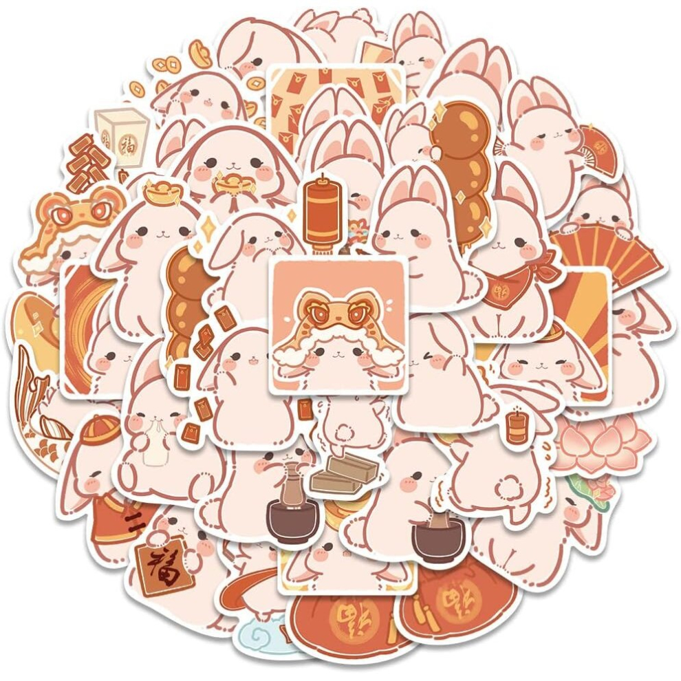 40 Pack Rabbit Stickers Water Bottles Laptop Car Phone Guitar Skateboard Computer Cartoon Rabbit Vinyl Waterproof Cute Aesthetic Trendy Decals