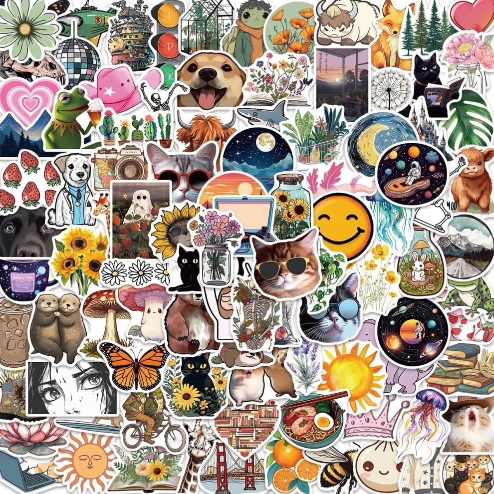 100 Pcs Cute Aesthetic Teens Girls Stickers,Waterproof Vinyl VSCO Stickers for Water Bottle,Laptop,Tumbler,Scrapbooking
