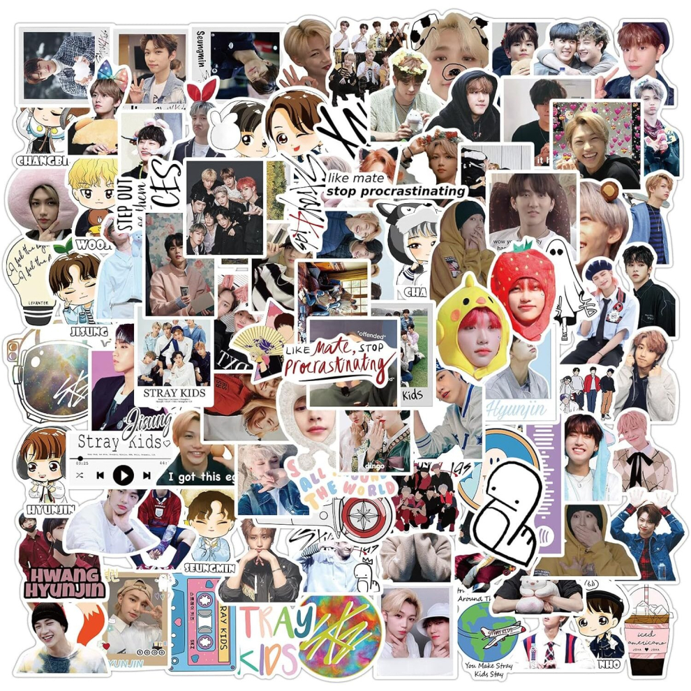 100Pcs Kpop Stickers for Stray Kids, Repeating Waterproof Stickers  Pop Vinyl Laptop Stickers for Skateboard, Water Bottles, Cars, Bumper, Scrapbook