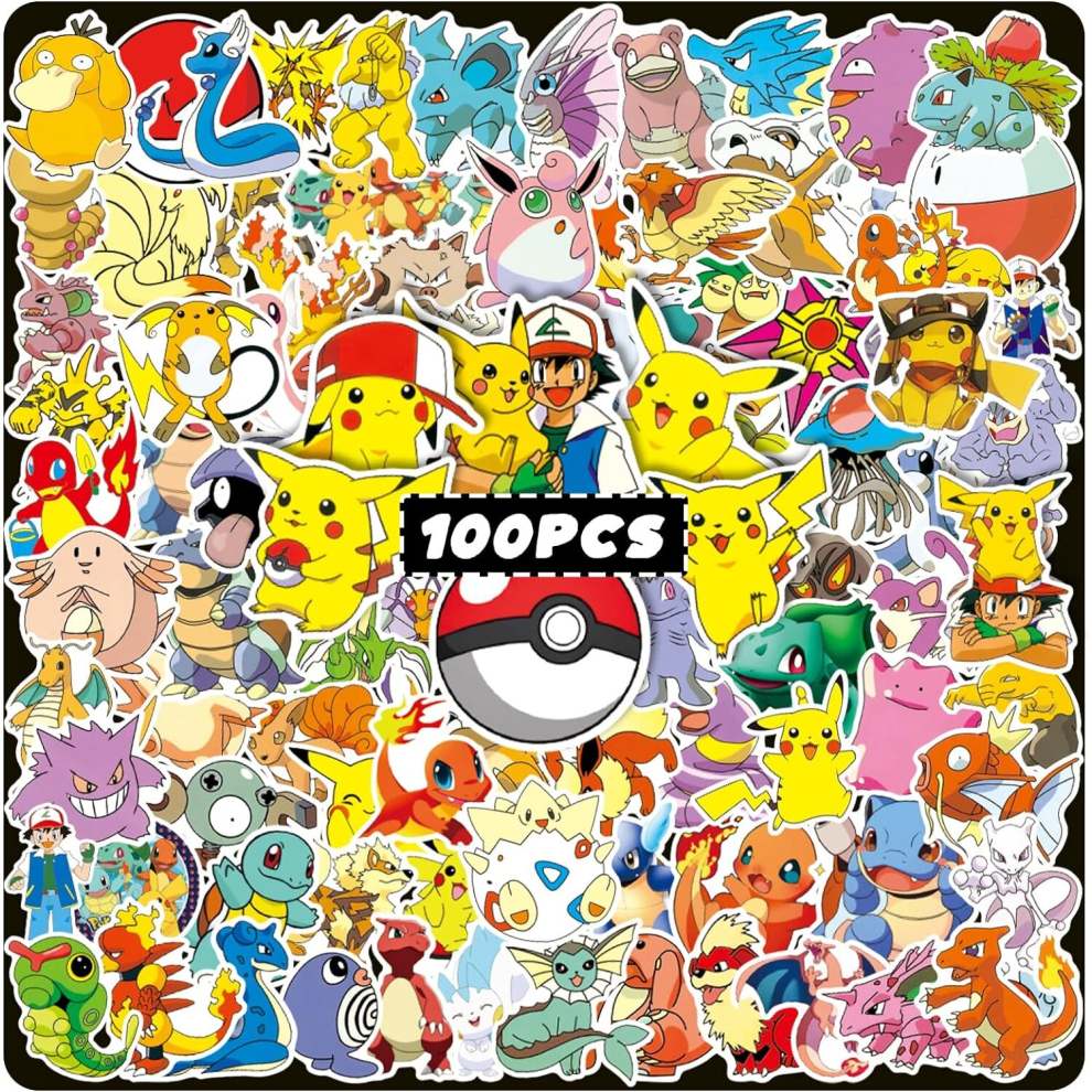 100PCS Kawaii Anime Stickers Waterproof Vinyl Cute Cartoon Stickers for Water Bottle Scrapbook Laptop Phone Bumper Graffiti for Kids Teens Adult