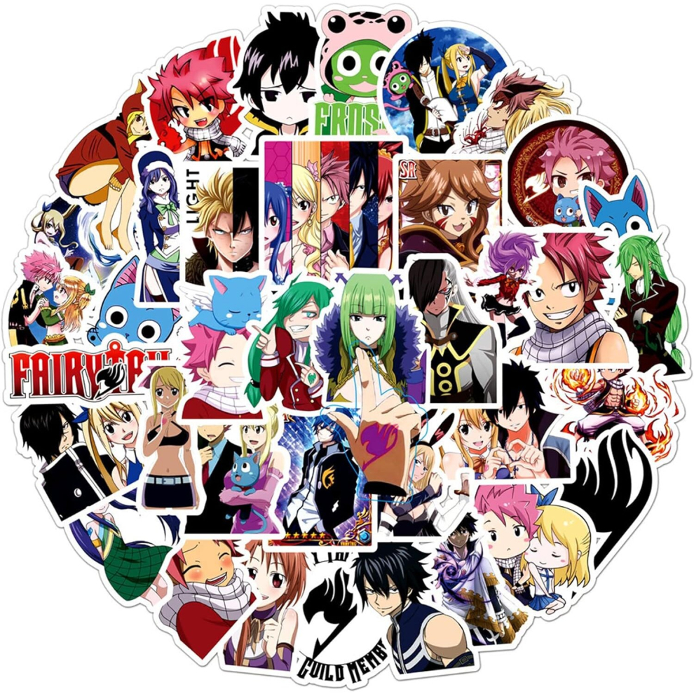 Tianci Apanese Anime Fairy Tail Stickers,Popular Classic 50Pcs Waterproof Vinyl Decals For Computer Scrapbook Guitar Luggage Skateboard Cute Manga Gifts