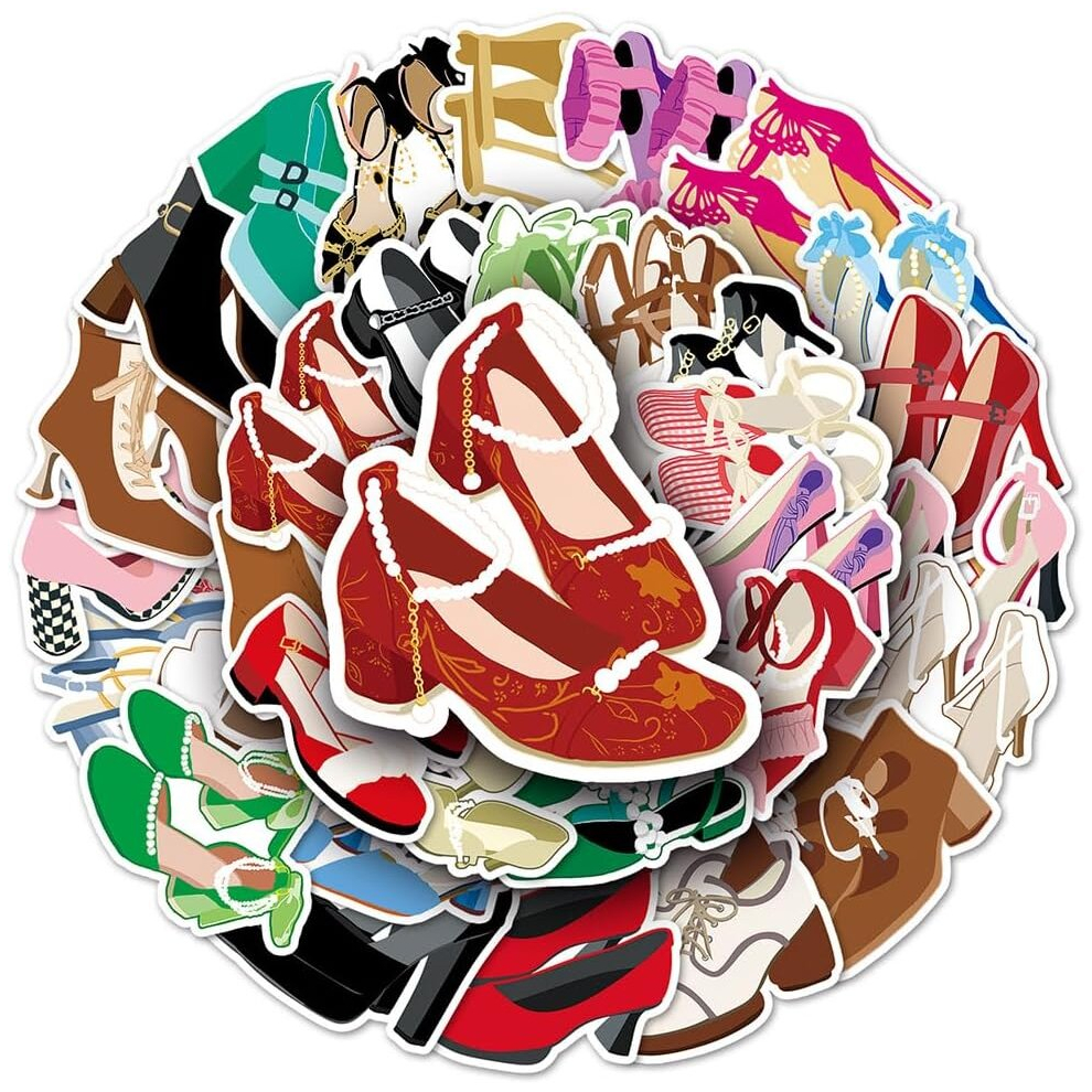 Fashionable High Heels Stickers for Girls Teens 50 Pcs Cartoon Waterproof Vinyl Stickers for Water Bottle Phone Laptop Cup Tablet Luggage Flasks Car