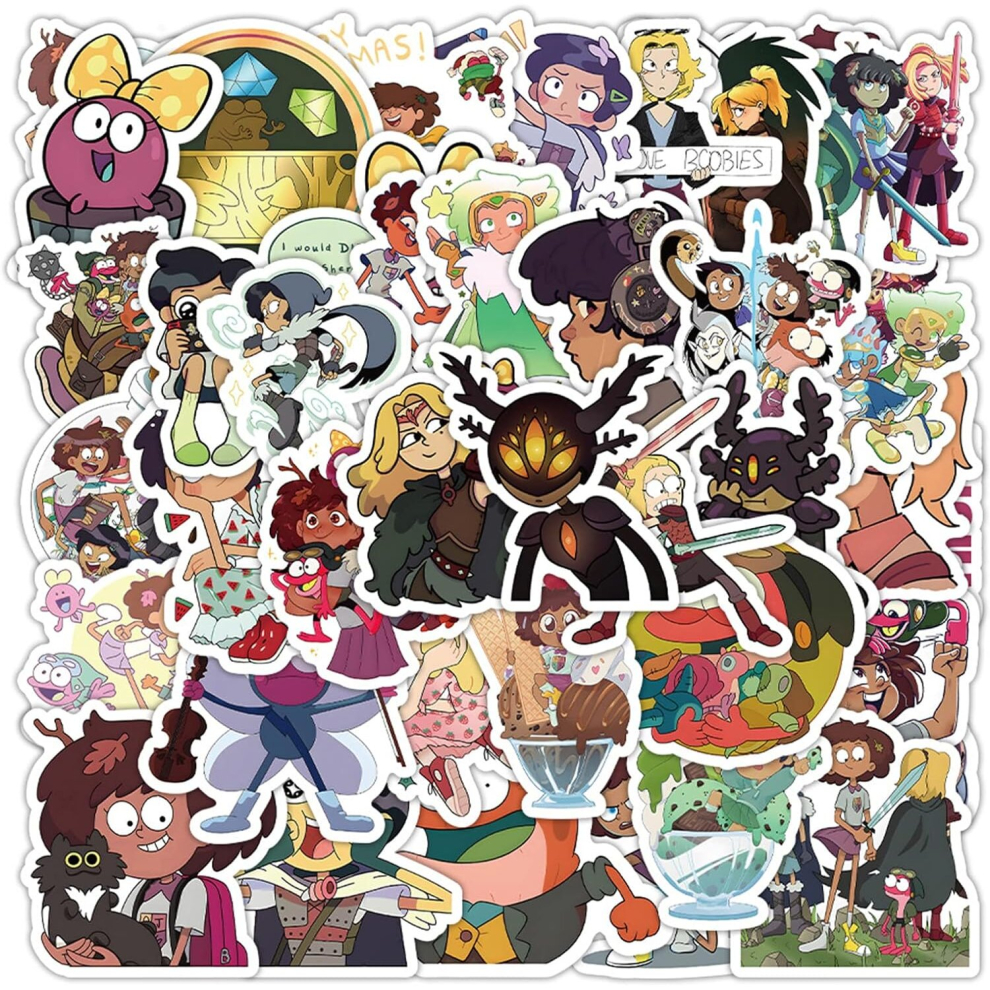 50pcs Amphibia Stickers Waterproof Vinyl Kawaii Stickers for Kids Teens Adult Skateboard Computer Laptop Guitar (Amphibia)