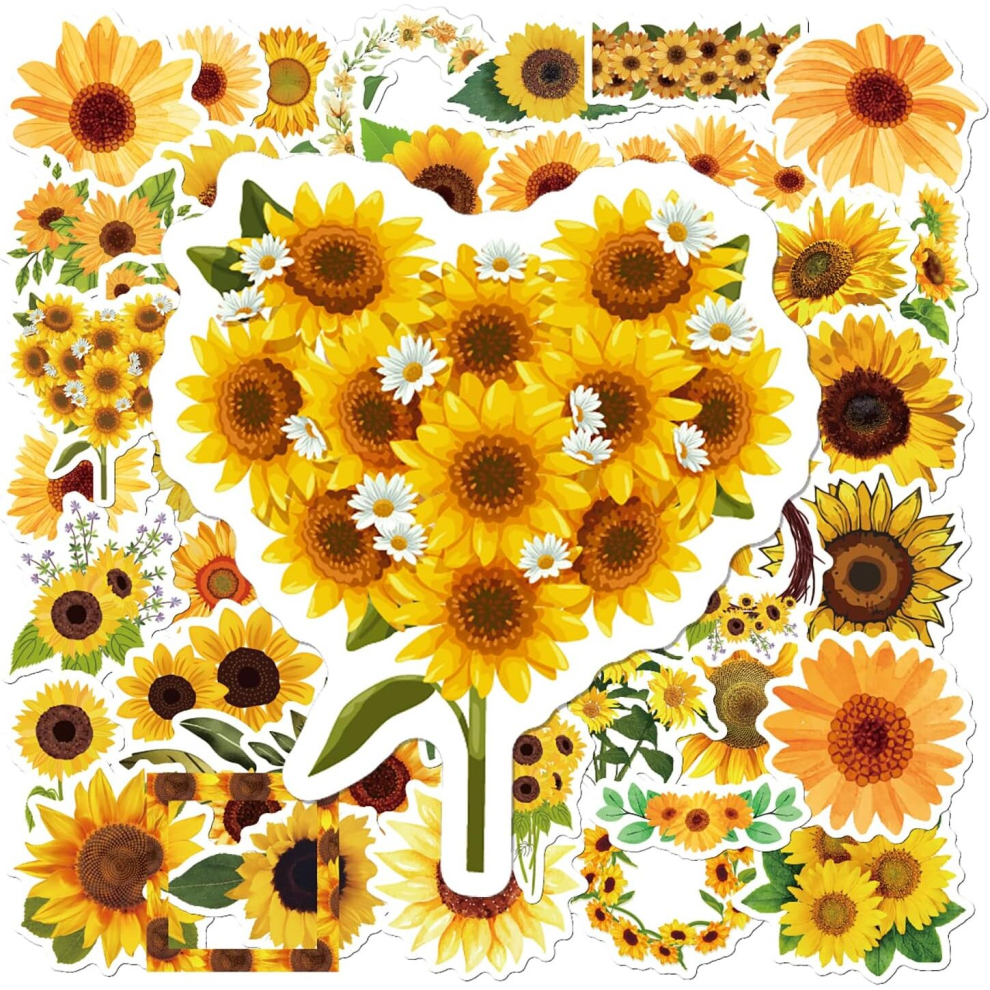 Tianci Sunflower Stickers Vinyl Waterproof Stickers For Laptop, Mug Water Bottles,Skateboard, Guitar, Bike, Cartoon Anime Stickers For Kids Teens Adult