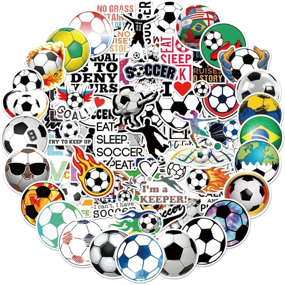 100PCS Soccer Stickers for Motivational Vinyl Waterproof Stickers for Water Bottles,Luggage,Incentives, Soccer Team Gifts for Kids,Teens and Adults
