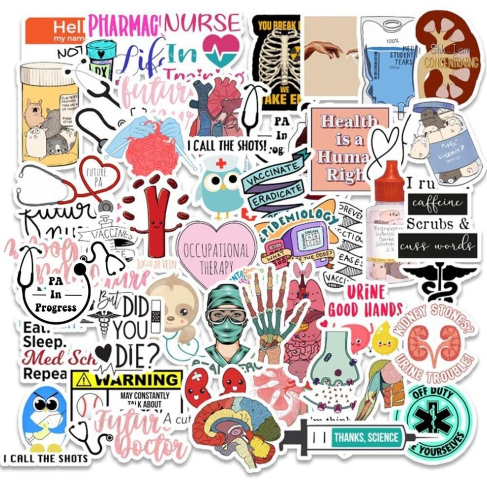 Tianci Medical Science Equipment Stickers Doctor Nurse Stethoscope Waterproof Vinyl Stickers For Water Bottles Laptop Luggage Cup Mobile Phone Skateboard
