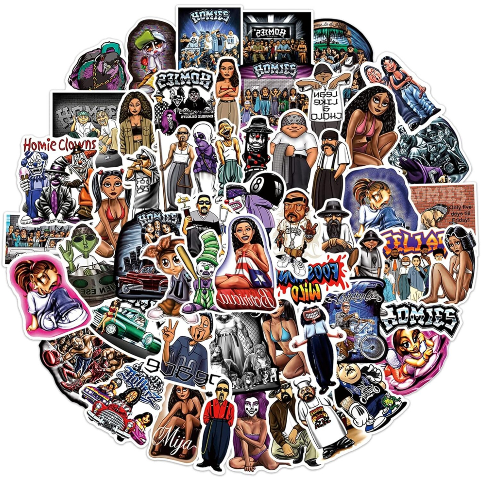 Tianci 100Pcs Cool Aesthetic Vinyl Chicano Graffiti Hip Hop Bro Stickers Hydro Flask Car Motorcycle Skateboard Party Decor For Kids Teens And Adults