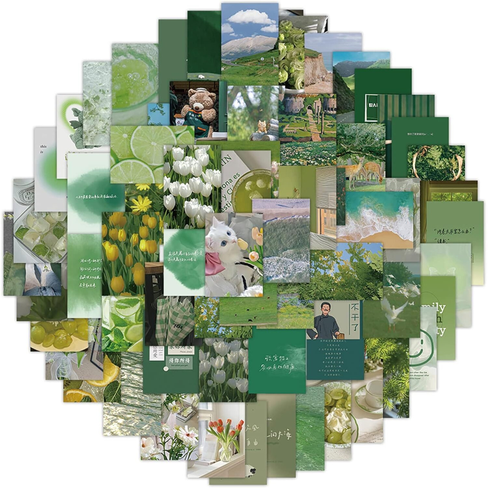 60pcs LandscapeSticker Pack for Water Bottle,Green Aesthetic Vinyl Landscape Stickers Waterproof Decals for Journal Laptop Scrapbook Guitar Luggage