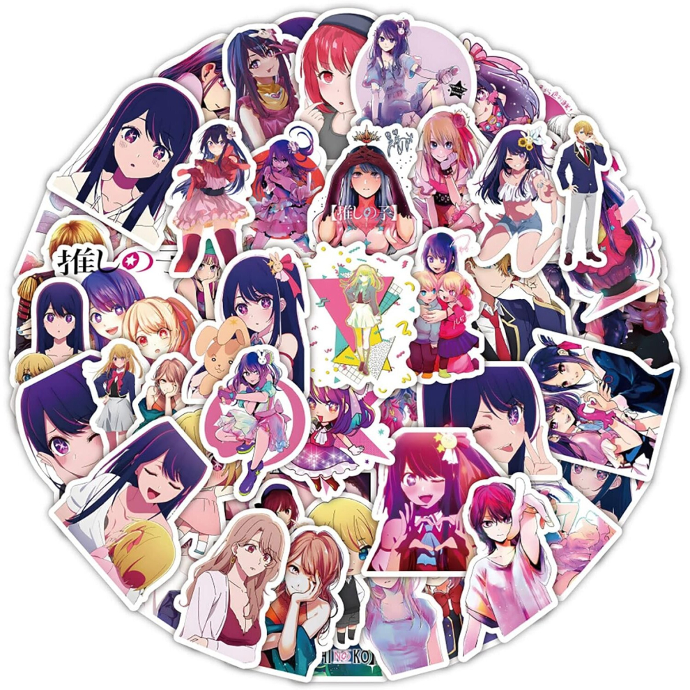 Tianci 50Pcs Cute Aesthetic Cartoon Vinyl Stickers For Kids Laptops,Cool Trendy Japanese Anime Waterproof Decals For Water Bottle Luggage Skateboard Bumper
