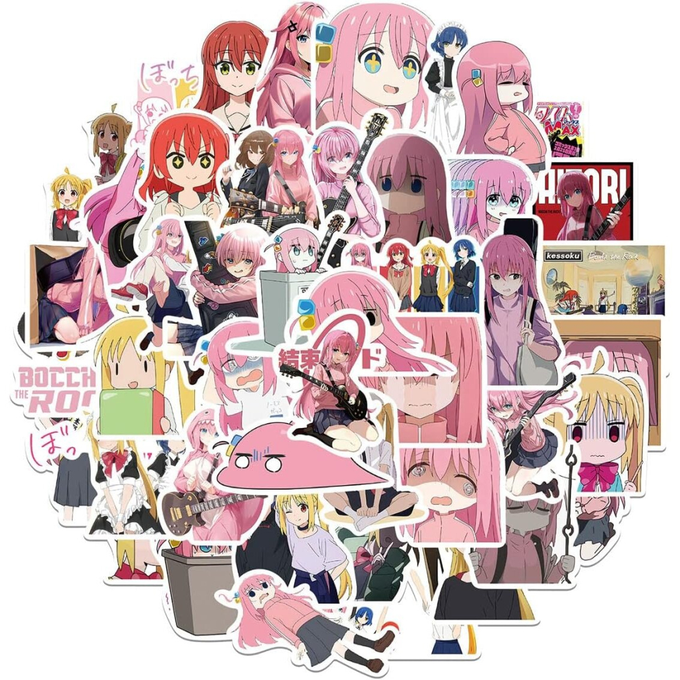 Anime Stickers50Pcs Japanese Cartoon Stickers Waterproof Vinyl Cute Stickers for Laptop Guitar Water Bottle Luggage Bike Party Supplies Decoration