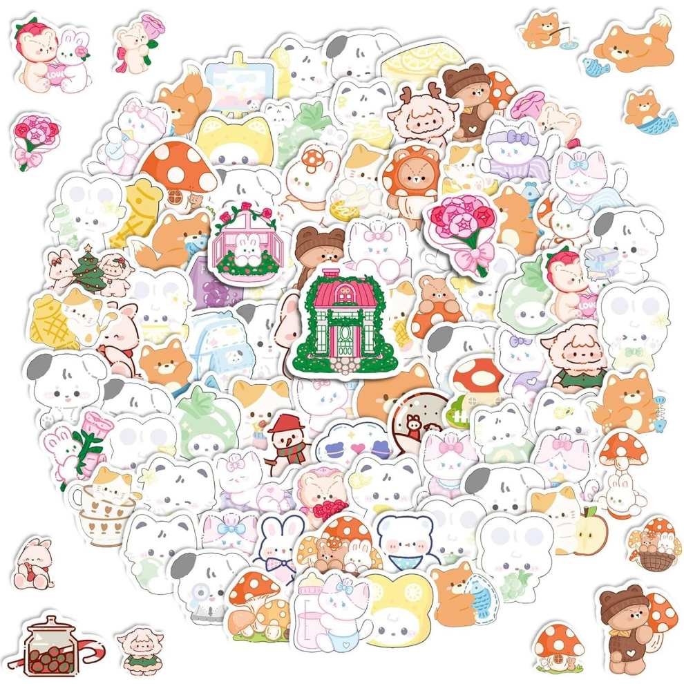 100Pcs Cute Stickers,Aesthetic Vinyl Waterproof Stickers for Laptop,Skateboard,Water Bottles,Computer,Phone,Cute Anime Stickers for Kids Teens Adult