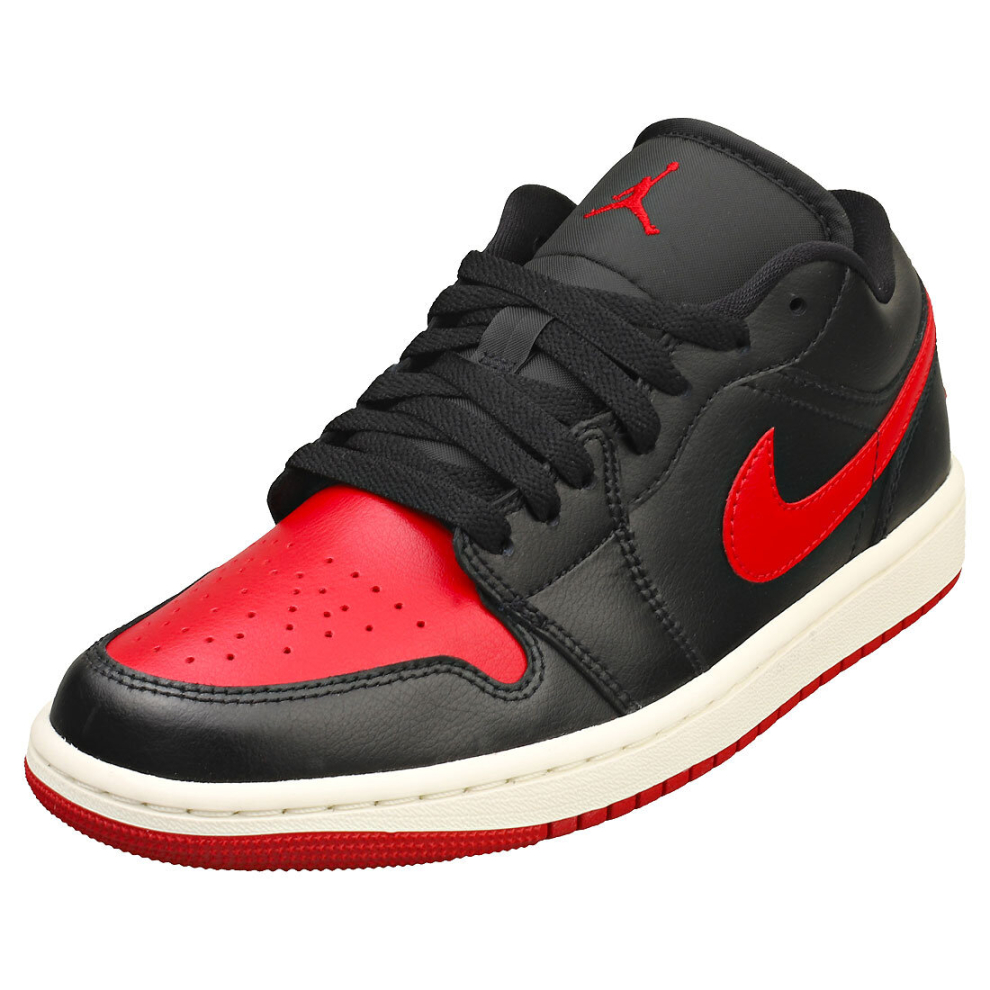 (7) Nike Air Jordan 1 Low Womens Fashion Trainers in Black Red