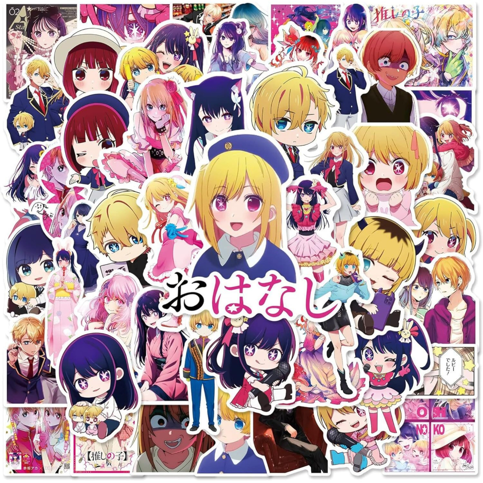 Oshi no Ko Stickers Pack, 50PCs, Aesthetic Cute Vinyl Anime Sticker Decals, for Laptop,Water Bottle,for Kids,Toddlers, Teens,Girls,Adults,Bumper