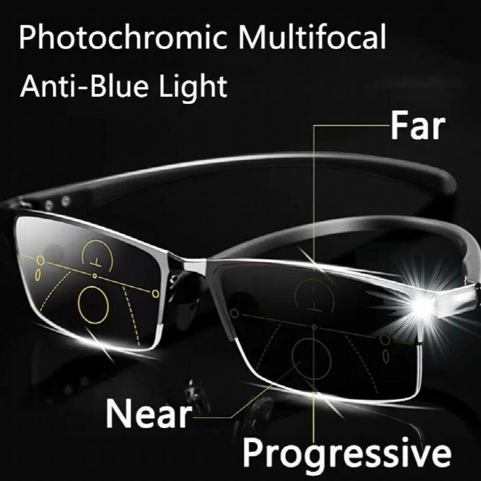 Multicoloured Business Tr90 Sun Photochromic Reading Glasses For Men Progressive Multifocal Anti Light Presbyopic Eyeglasses Uv400