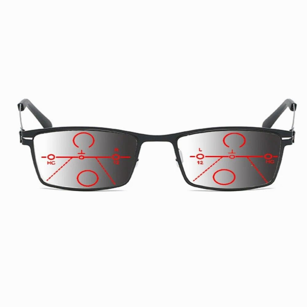 Modern Titanium Alloy Full Rim Progressive Photochromic Transition Sunglasses Reading Glasses +0.75 To +4 See Near And Far
