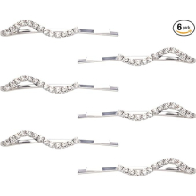 6 Pieces Rhinestone Bobby Pins Crystal Hair Pins Grips Slide Single Row Slim Diamante Rhinestone Bobby Pin for Brides Girls Barrettes Styling