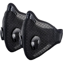 Dustproof Face Mask Activated Carbon Dust Mask with Filter Filtration Cotton Sheet and Valves for Exhaust Gas, Pollen Allergy(Black-2Pack)