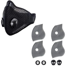 Dustproof Face Mask Activated Carbon Dust Mask with Filter Filtration Cotton Sheet and Valves for Exhaust Gas, Pollen Allergy(Black 1.0+ kits)