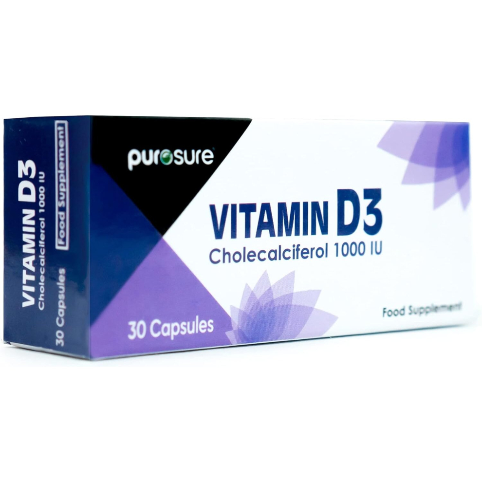 Purosure Vitamin D3 1000 Iu - 30 Capsules - High Potency, Easy To Swallow Pure Vitamin D Softgel Capsules - Vitamin D3 Supplements Helps Boost Health And Im