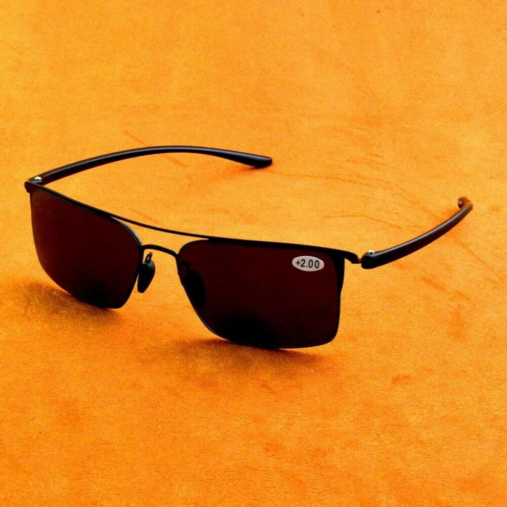 Rectangle Double Bridge Anti-sunlight Bifocal Lenses See Near N Far Reading Sunglasses +0.75 to +4