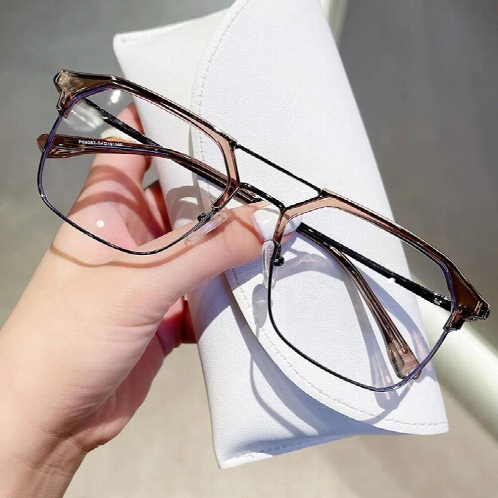 Double Beam Frame Glasses Women Men Anti-blue Light Near Eyeglasses Unisex Goggles