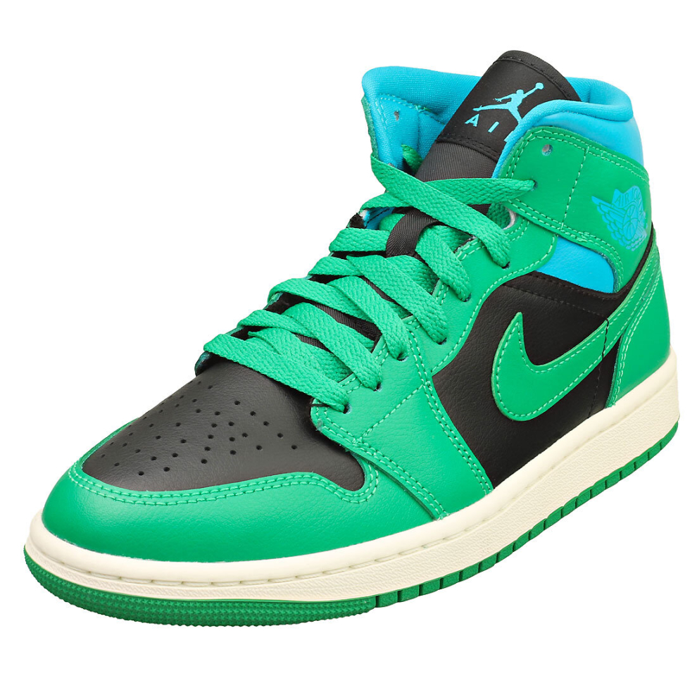 Nike Air Jordan 1 Mid Womens Fashion Trainers in Black Green - 3.5 UK