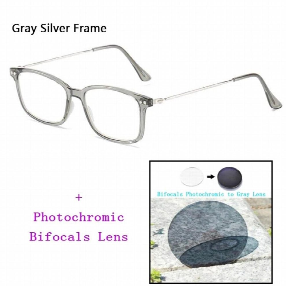 Multicoloured Rectangle Rivets Photochromic Progressive Reading Glasses Women Men Look Near Far Hyperopia Sunglasses For Driving Fishing Gafas